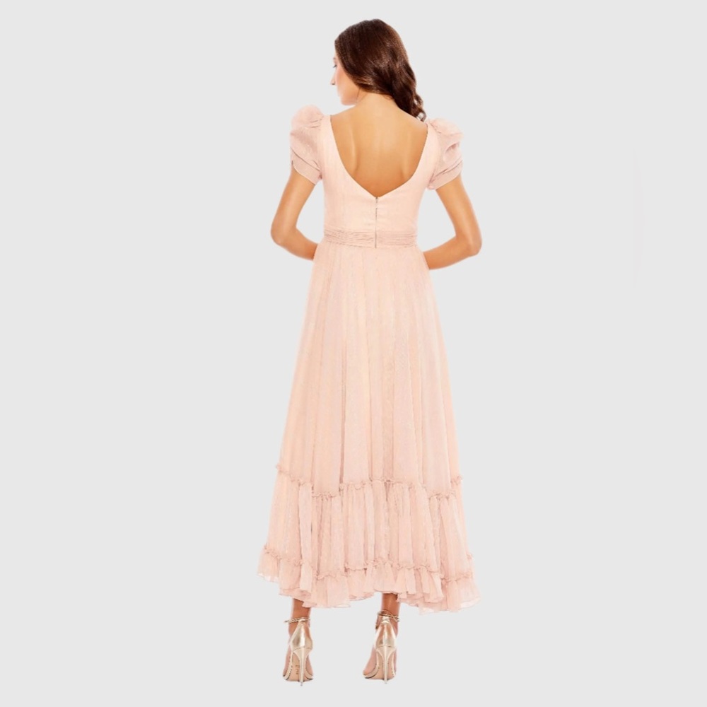 MAC DUGGAL
Pink Ruffle Tiered Metallic Ruched Shoulder Dress - Picture 3 of 15